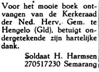 adv. ontv. boek H. Harmsen 