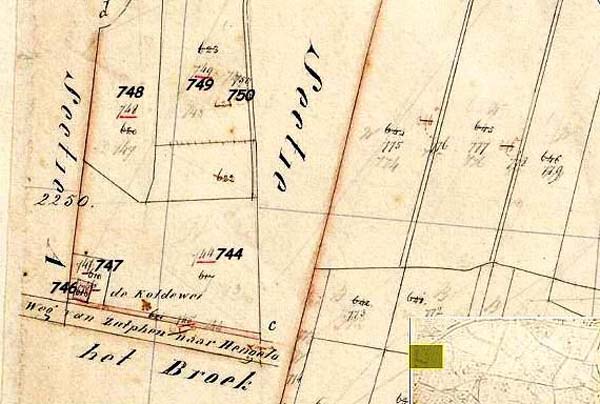 02  1822 detail uit Kadastrale kaart sectie B2 (L C  Machen)  Bron  WatWasWaar  