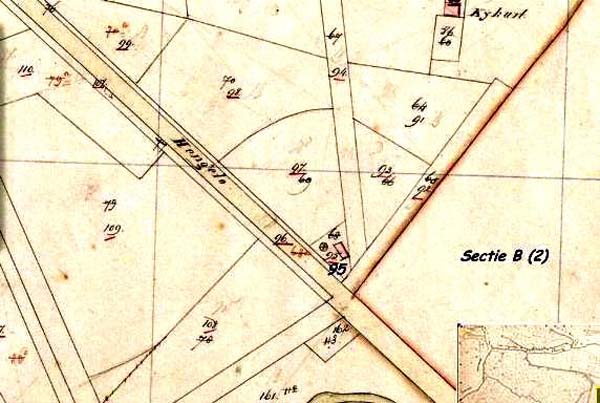 K1  1822 detail uit Kadastrale kaart sectie A1  De schuur van De Koldewei is in een andere sectie gelegen dan de boerderij   Bron  WatWasWaar  