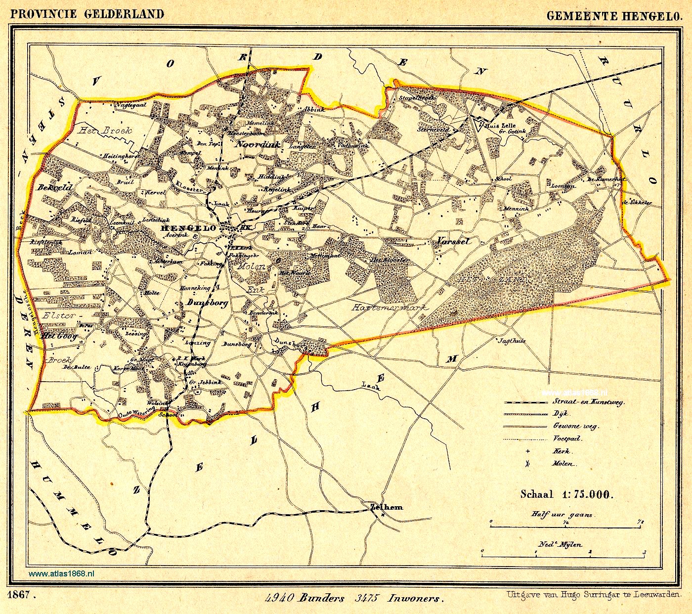 Kaart 1867 Hengelo